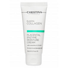 Elastin Collagen Placental Enzyme Moisture Cream with Vit.A, E & HA for oily skin- Увлажняющий крем с витаминами A, E и гиалуроновой кислотой для жирной кожи "Эластин, коллаген, плацентарный фермент", 60 мл